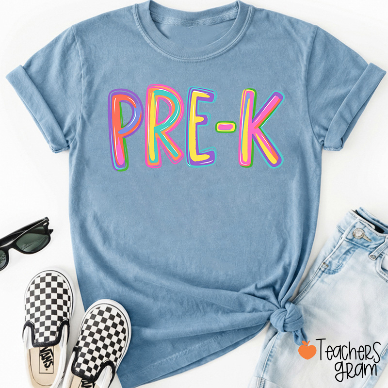 Personalized Name Colorful Neon Teacher T-Shirt