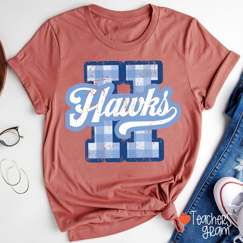 Personalized Mascot Sport Gingham Varsity Teacher T-Shirt