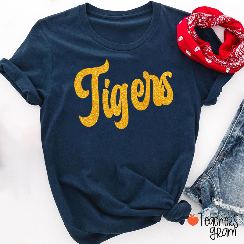 Personalized Glitter Script Teacher T‑Shirt