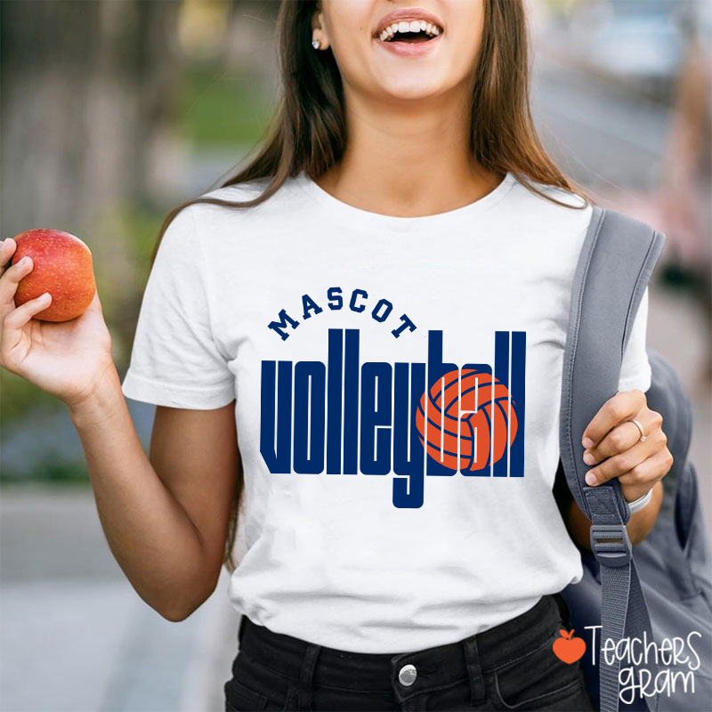 Personalized Mascot Volleyball Retro Game Day Teacher T-Shirt