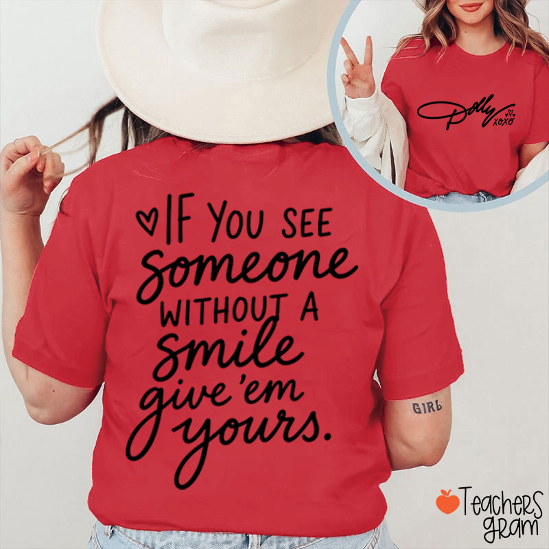 Personalized Dolly Signature Xoxo Heart Inspirational Quote Teacher Two Sided T‑Shirt