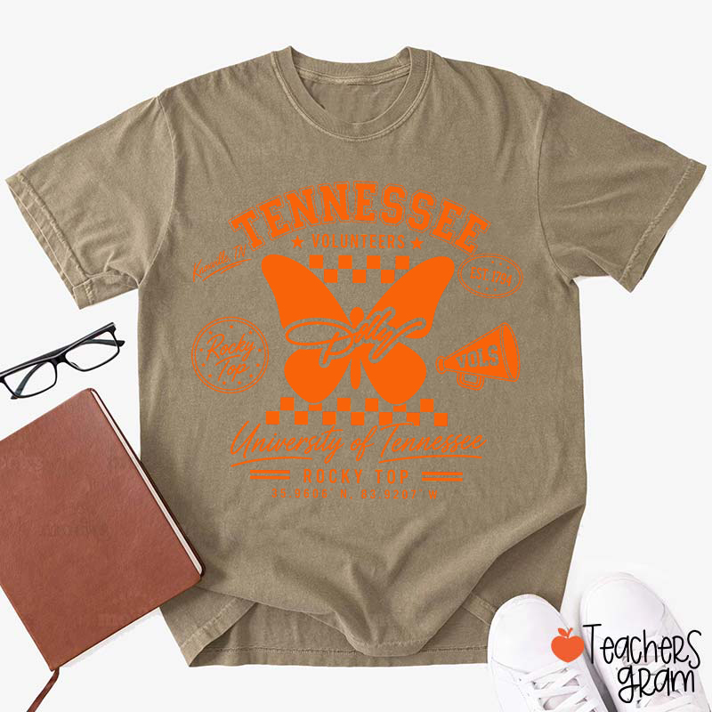 Tennessee Volunteers Rocky Top Dolly Butterfly Teacher T-Shirt