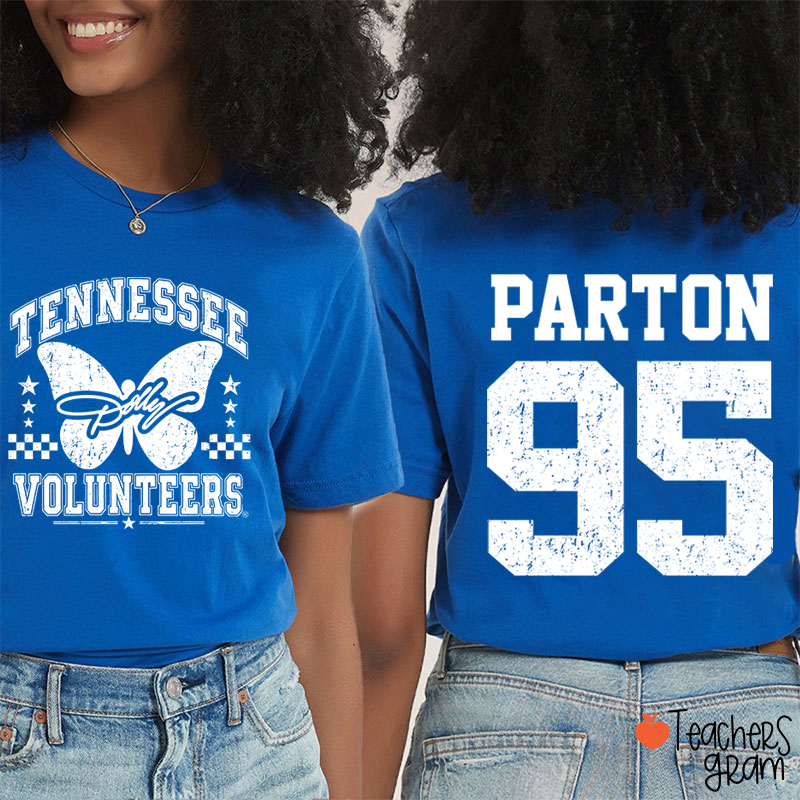  Volunteers Butterfly Vintage Graphic Teacher Two Sided T-Shirt