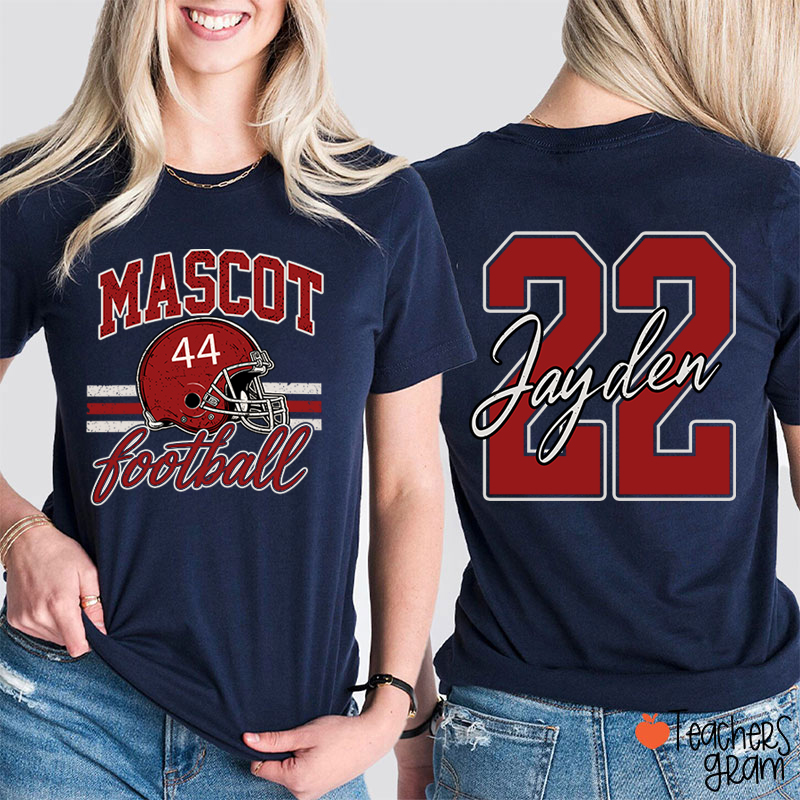Personalized Mascot Football Game Day Teacher Two Sided T-Shirt
