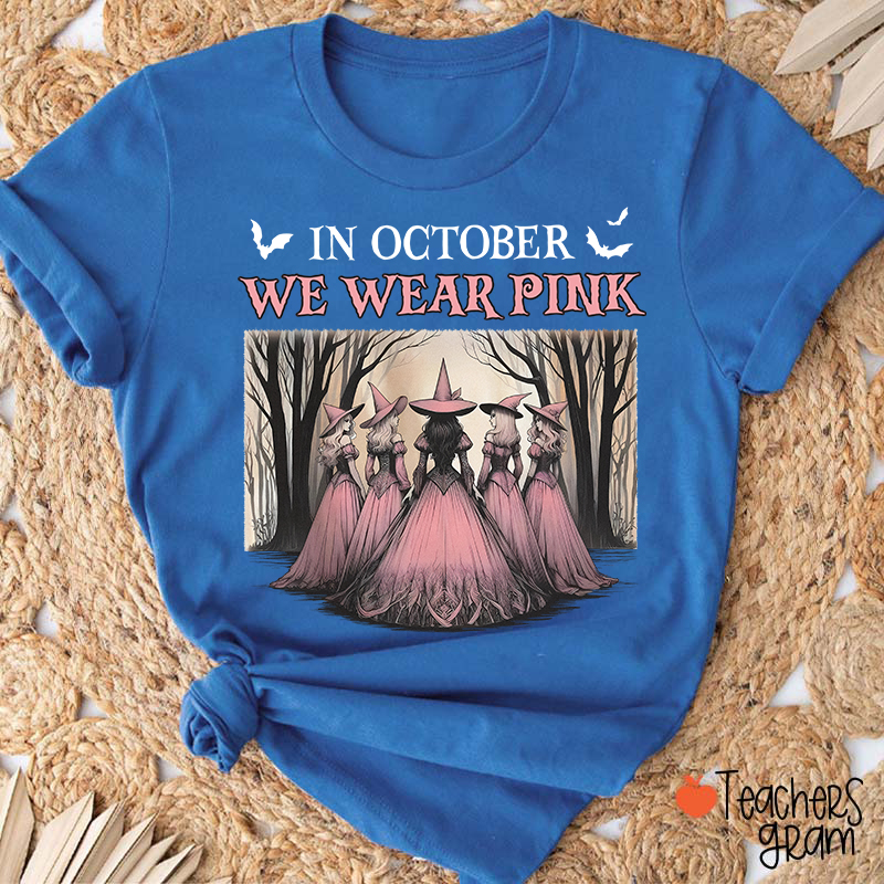 October Pink Witches Teacher T-Shirt