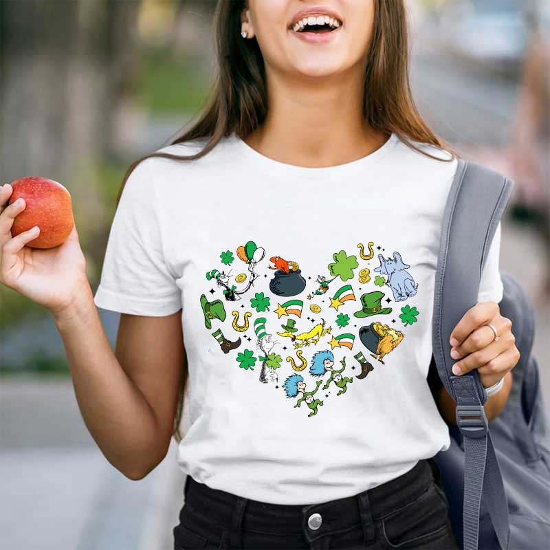 St Patrick Day Love Heart Teacher T-Shirt