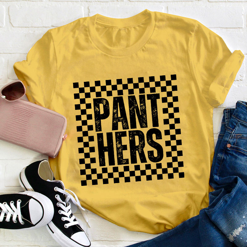 Personalized School Spirit Mascot Simple Lattice Design Teacher T-Shirt