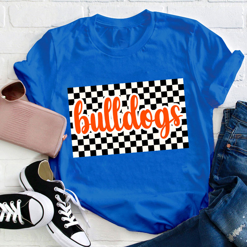 Personalized Retro Style Checkerboard Teacher T-Shirt