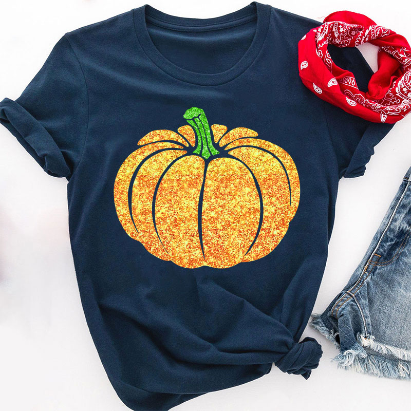 Glitter Fall Festive Pumpkins Teacher T-Shirt