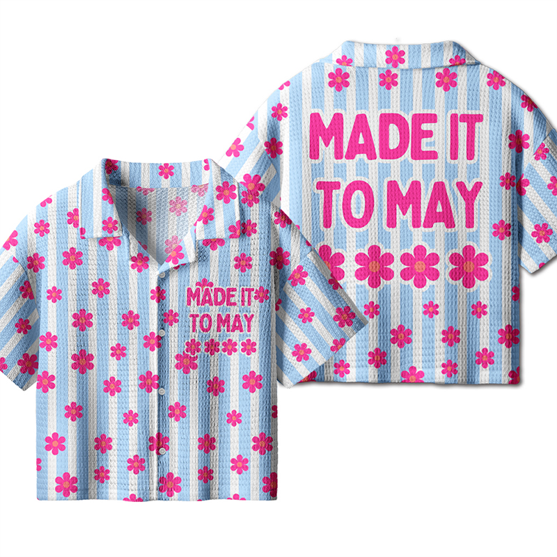 Made It To May Teacher Crochet Crop Camp Shirt