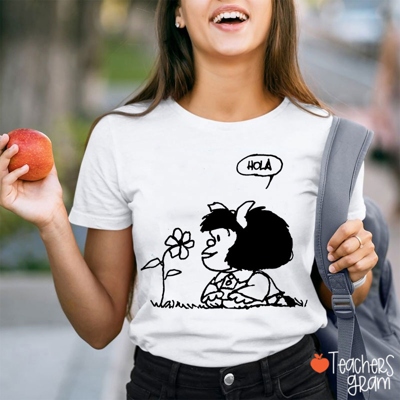 Hola Flower Spanish Teacher T-Shirt