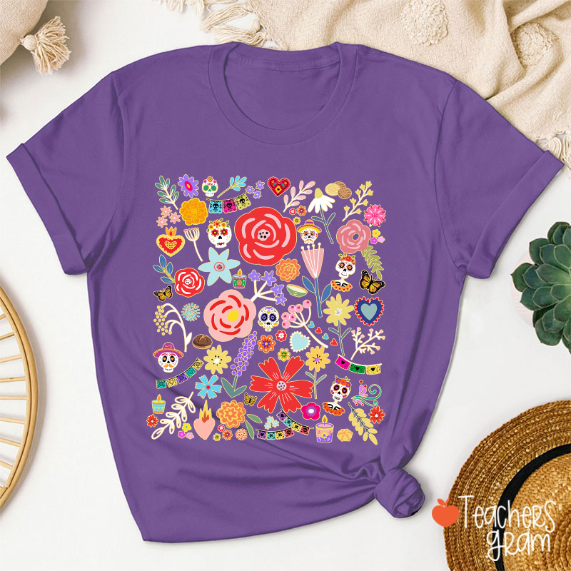 Dia De Los Muertos Mexican Art Spanish Teacher T-Shirt