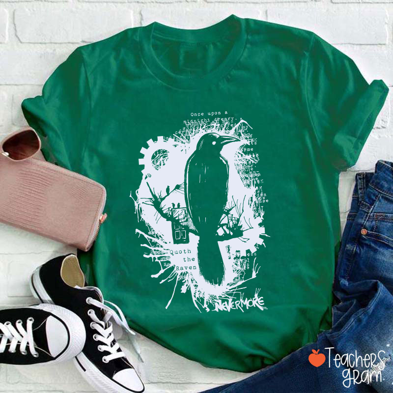 Nevermore Raven Halloween Teacher T-Shirt