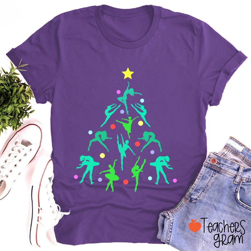 Dancer Christmas Tree Teacher T-Shirt