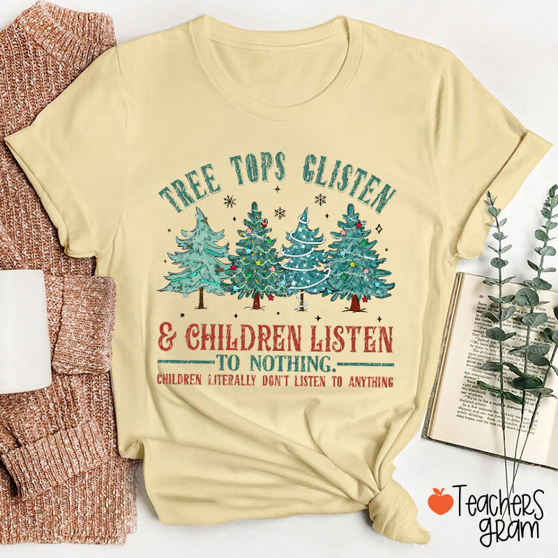 Christmas Tree Tops Glisten Teacher T-Shirt