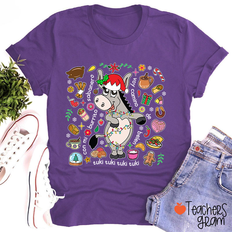Con Mi Burrito Sabanero Voy Camino Belén Spanish Teacher T-Shirt