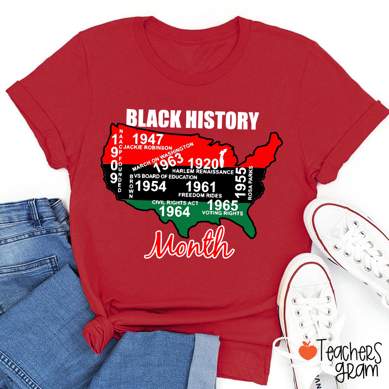 Black History Important Milestones Teacher T-Shirt