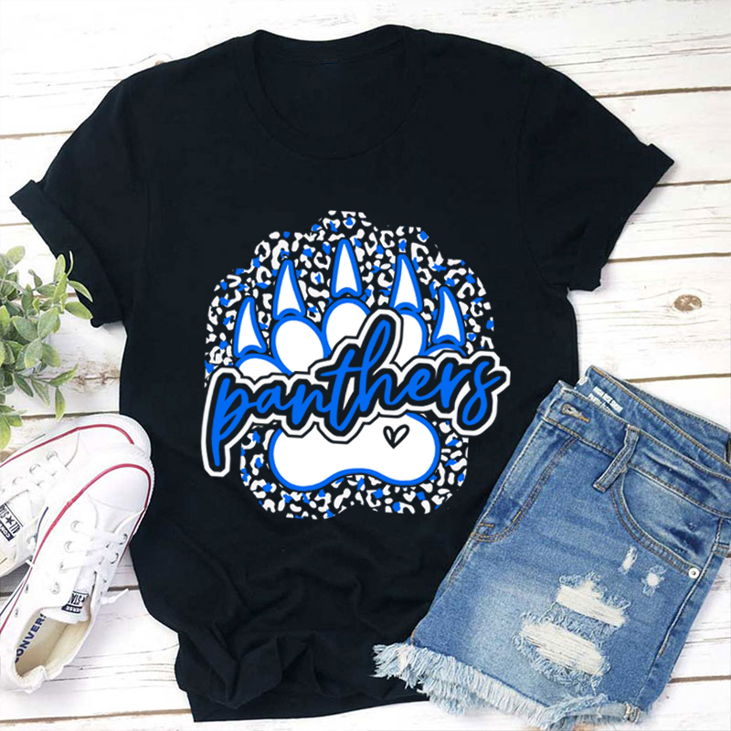 Personalized Leopard Print Stroke Mascot Icon Teacher T-Shirt