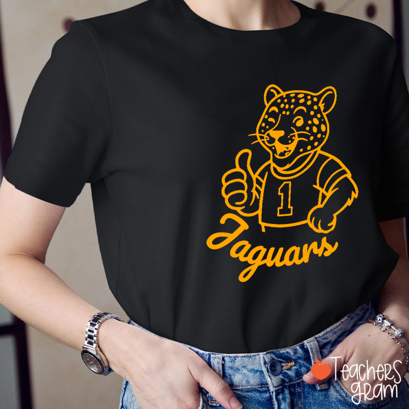 Personalized Cute Mascot And Your Number School Spirit Teacher T-Shirt