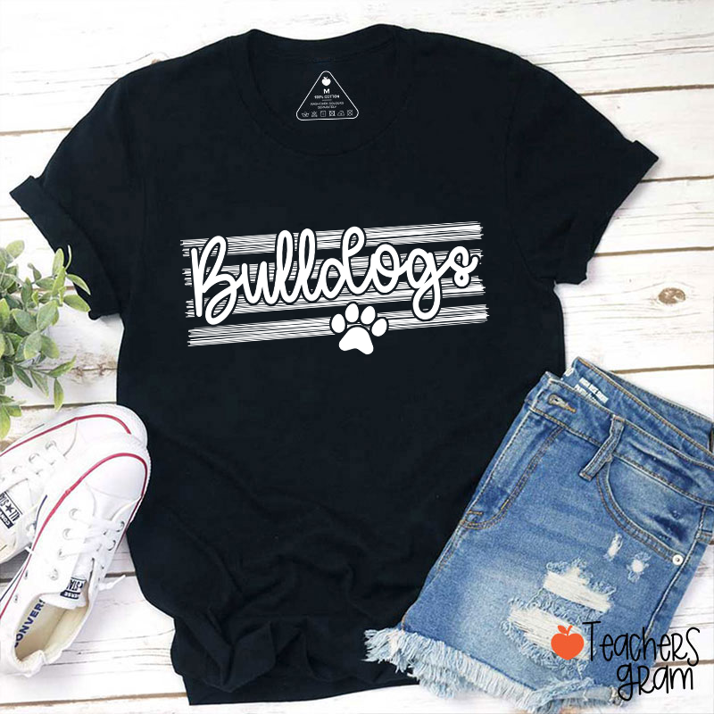 Personalized Mascot On Stripes Spirit Game Day Teacher T-Shirt