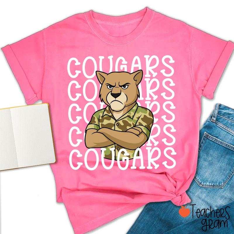 Personalized Mascot Camouflage School Spirit Teacher T-Shirt