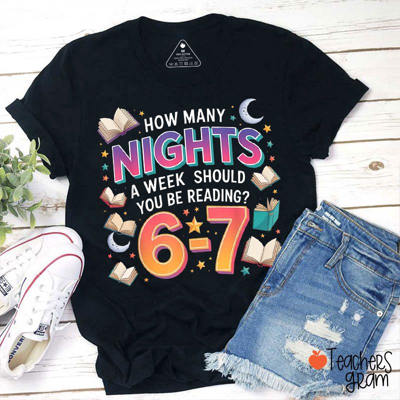 Funny Meme How Many Nights A Week Should You Be Reading Teacher T-Shirt