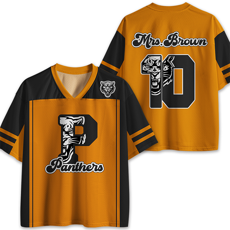 Personalized Mascot Silhouette Initials Team Spirit Teacher Mesh Jersey
