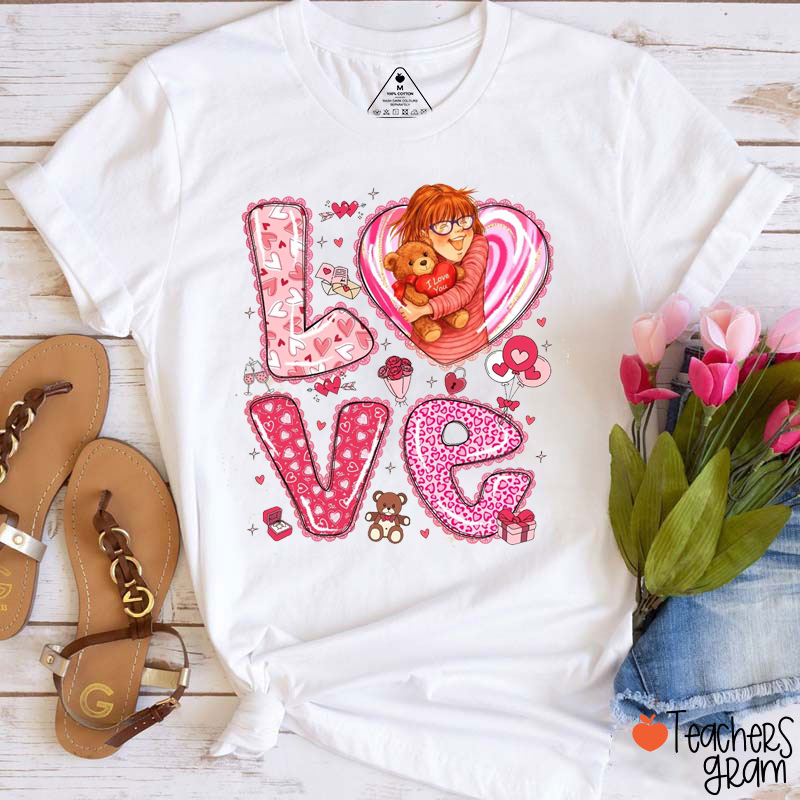 Valentine Love Book Characters Teacher T-Shirt