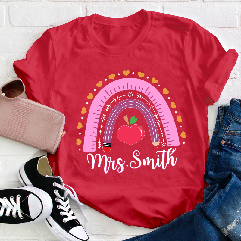 Personalized Name Valentines Teacher Day Teacher T-Shirt