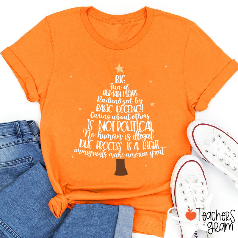 Big Fan Of Human Rights Christmas Tree Teacher T-Shirt