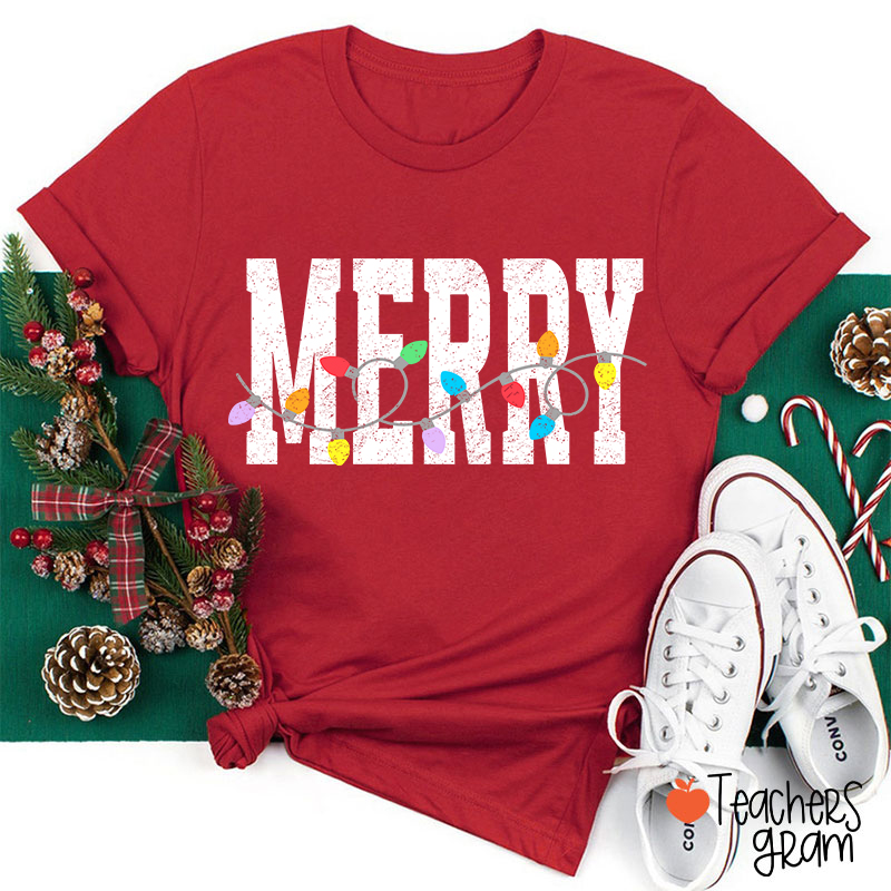 Merry Christmas Lights Teacher T-Shirt
