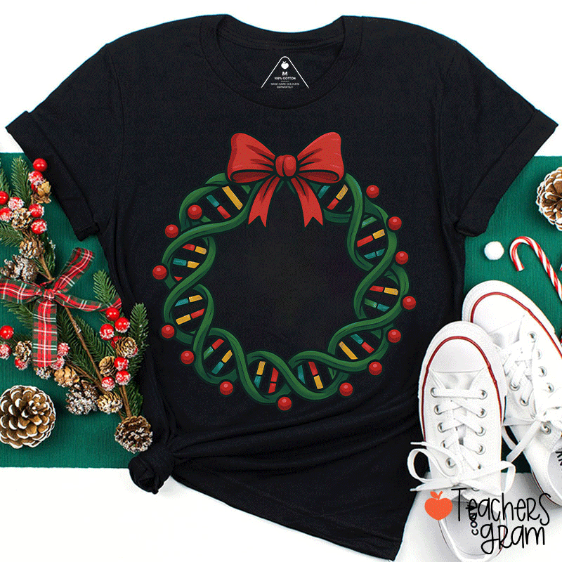 DNA Double Helix Christmas Teacher T-Shirt