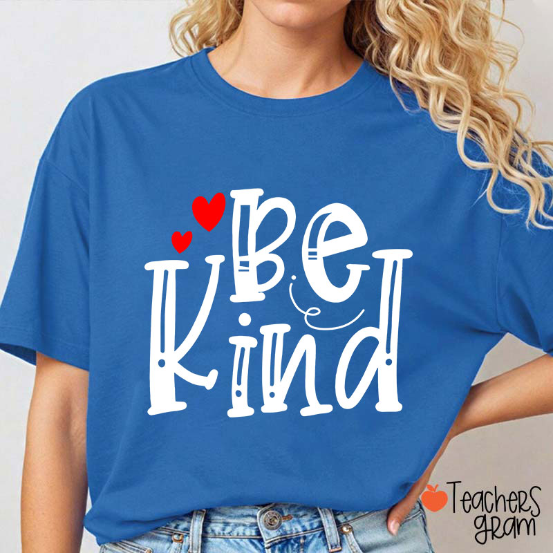 Be Kind Red Heart Teacher T-Shirt