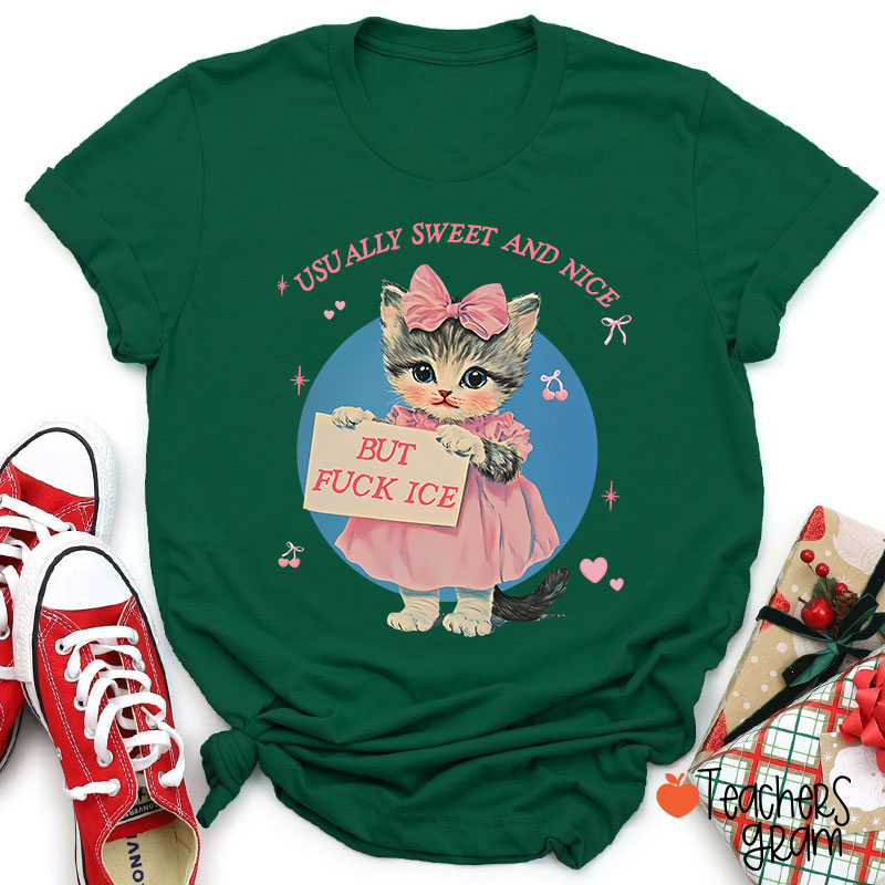 Usually Sweet And Nice But Fuck Ice Teacher T-Shirt