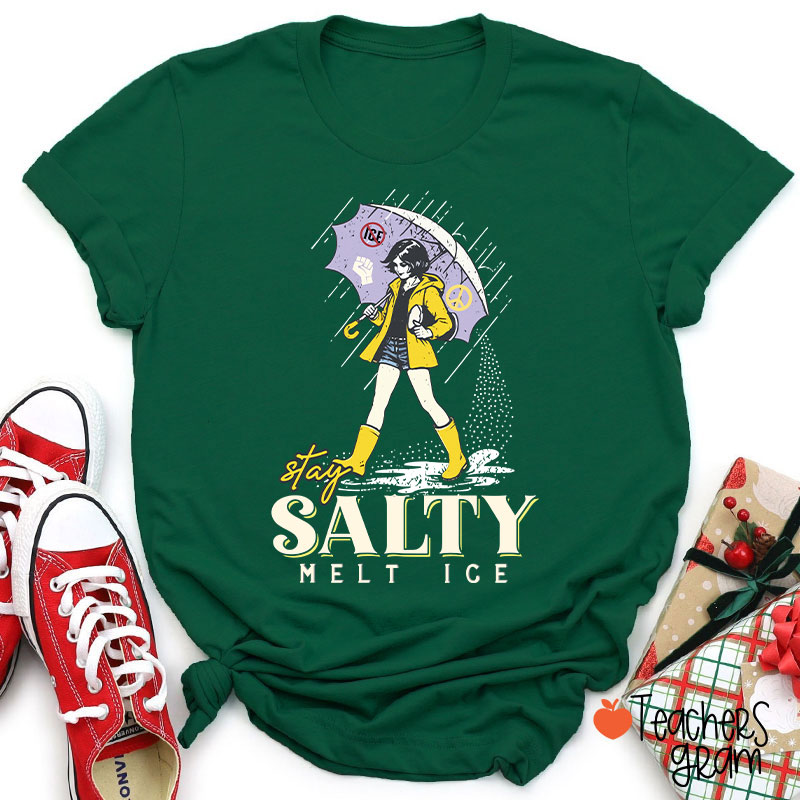 Subtle Anti Ice Stay Salty Protest Teacher T-Shirt