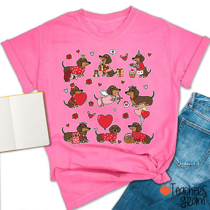 Dachshund Valentines Teacher T-Shirt