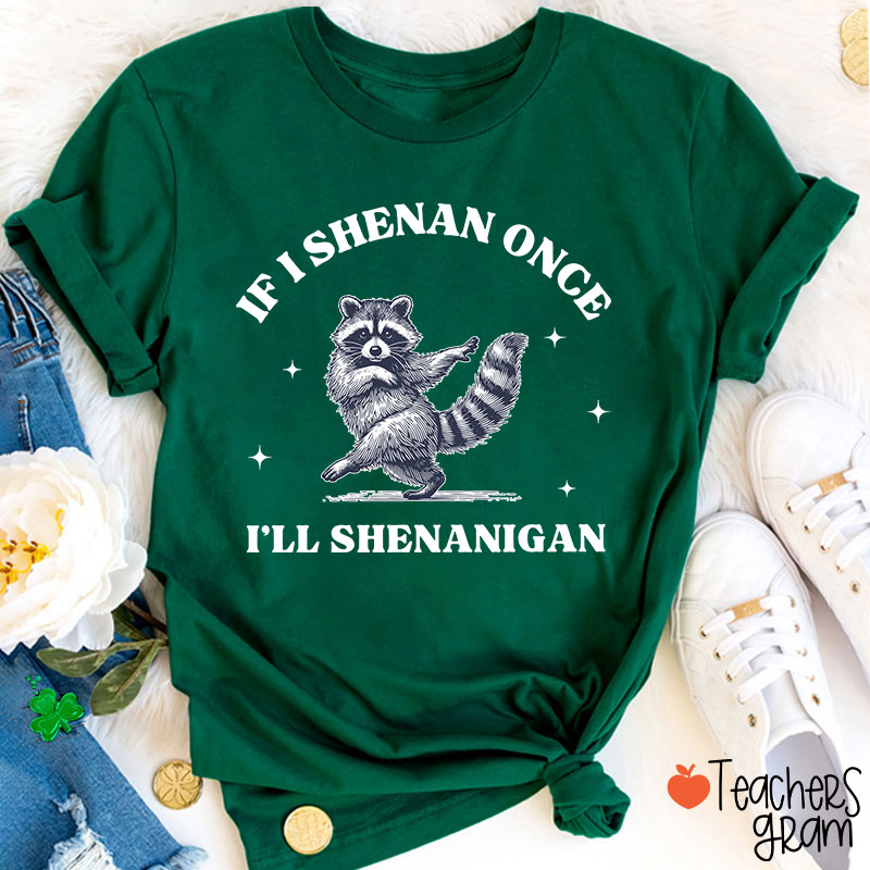 If I Shenan Once I'll Shenanigan Raccoon Teacher T-Shirt