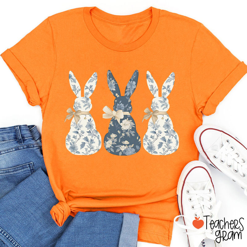 Coquette Bow Easter Bunny Teacher T-Shirt