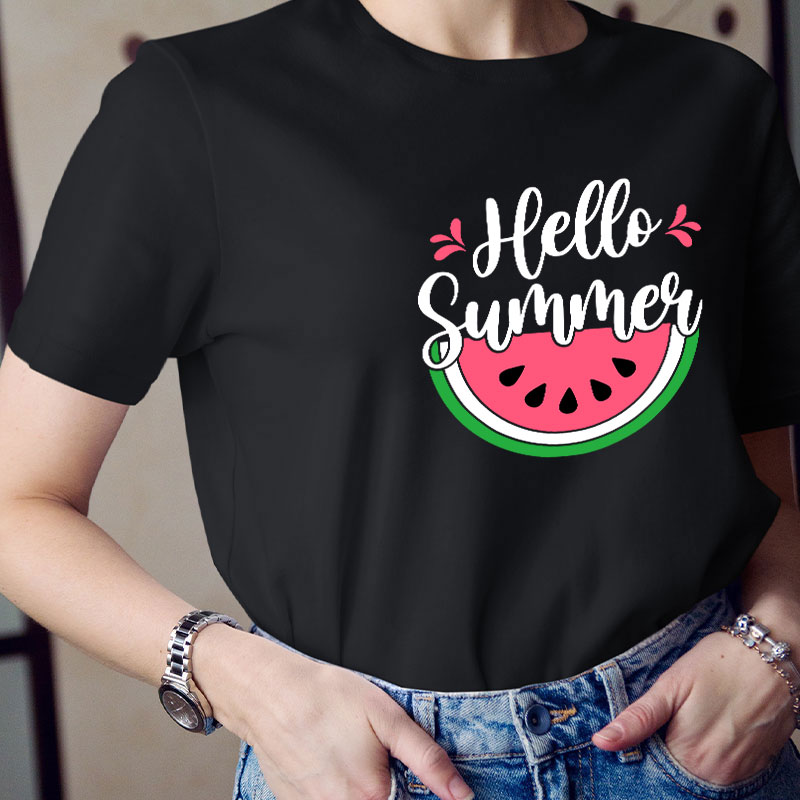 Watermelon Summer Hello Summer Teacher T-Shirt