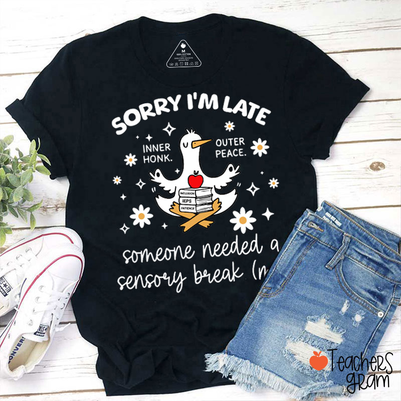 Sorry I'm Late Someone Needed A Sensory Break Teacher T-Shirt