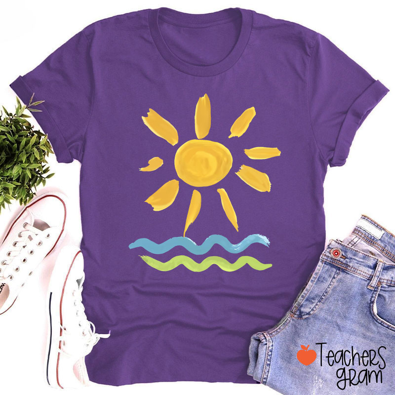 Hello Sunshine Summer Beach Teacher T-Shirt
