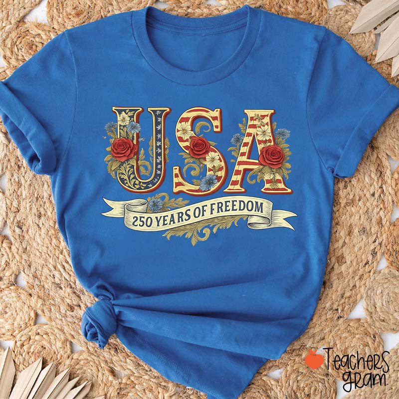 Usa 250 Years Of Freedom Teacher T-Shirt