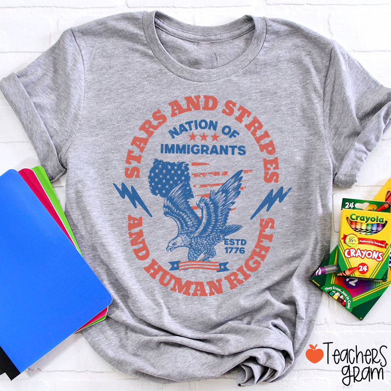 Stars Stripes And Human Rights Teacher T-Shirt