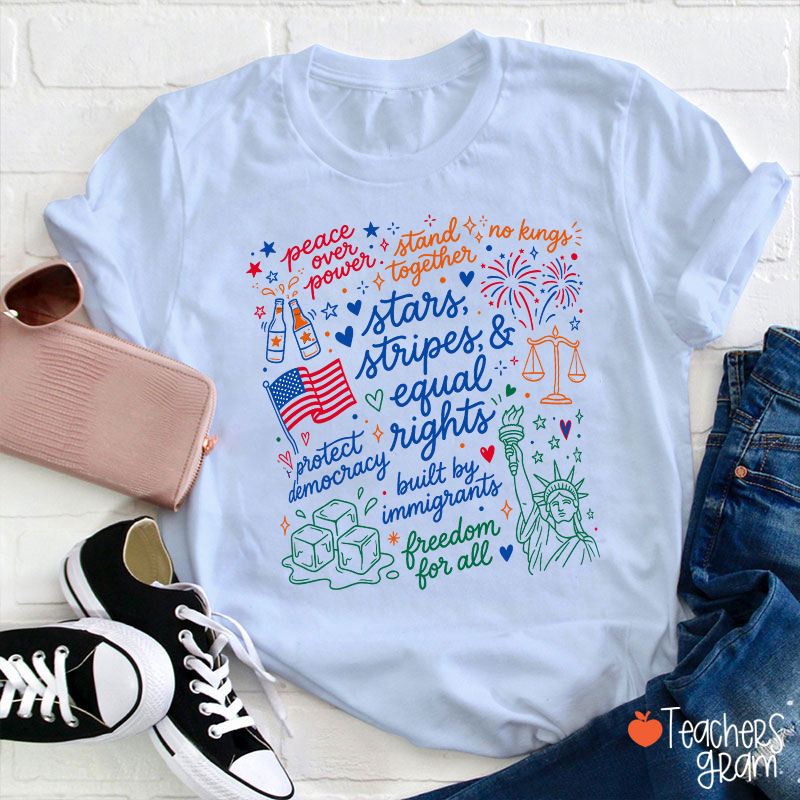 Doodle USA Political Equal Rights Teacher T-Shirt
