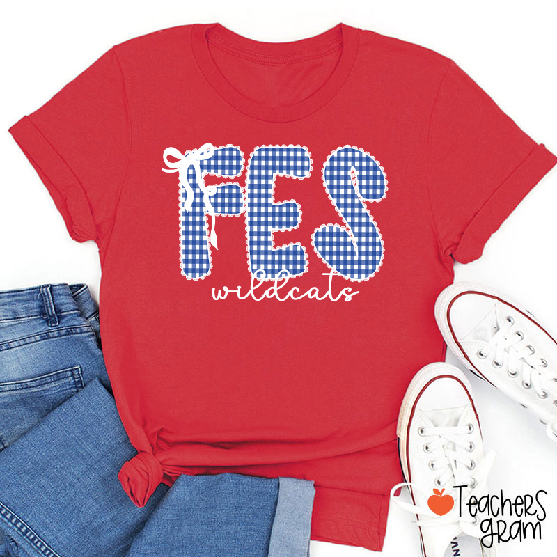 Personalized Gingham School Spirit Teacher T-Shirt