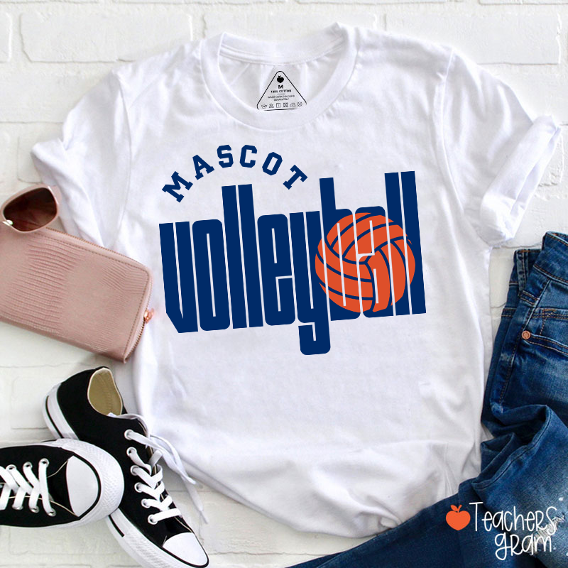 Personalized Mascot Volleyball Retro Game Day Teacher T-Shirt