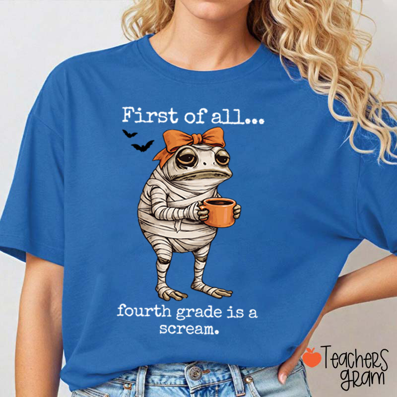 Personalized Grade Funny Frog Monster Character Bat Teacher T‑Shirt