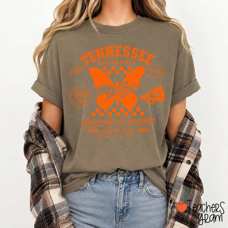 Tennessee Volunteers Rocky Top Dolly Butterfly Teacher T-Shirt