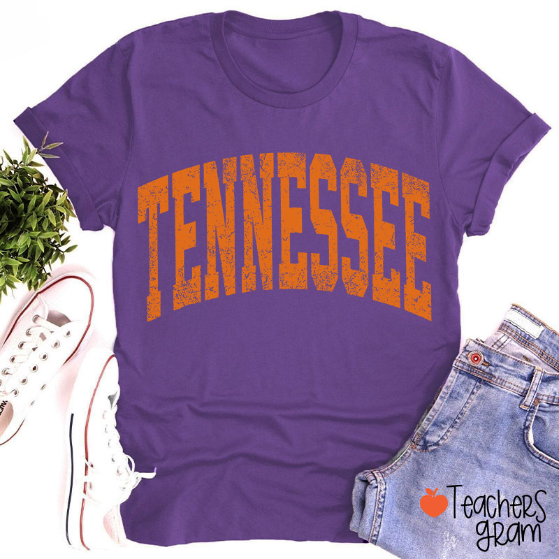 Vintage Distressed Tennessee Bold Arch Letter Teacher T-Shirt