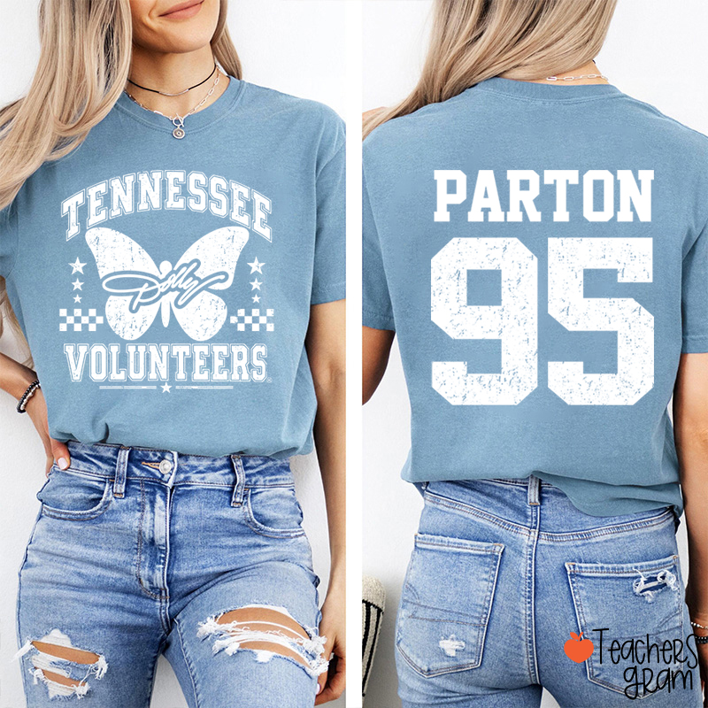  Volunteers Butterfly Vintage Graphic Teacher Two Sided T-Shirt